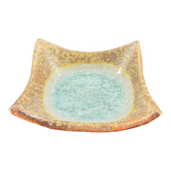 Hand Made Studio Art Pottery Dish Plate Crystalline Glass Glaze Stoneware Signed - Picture 8 of 11